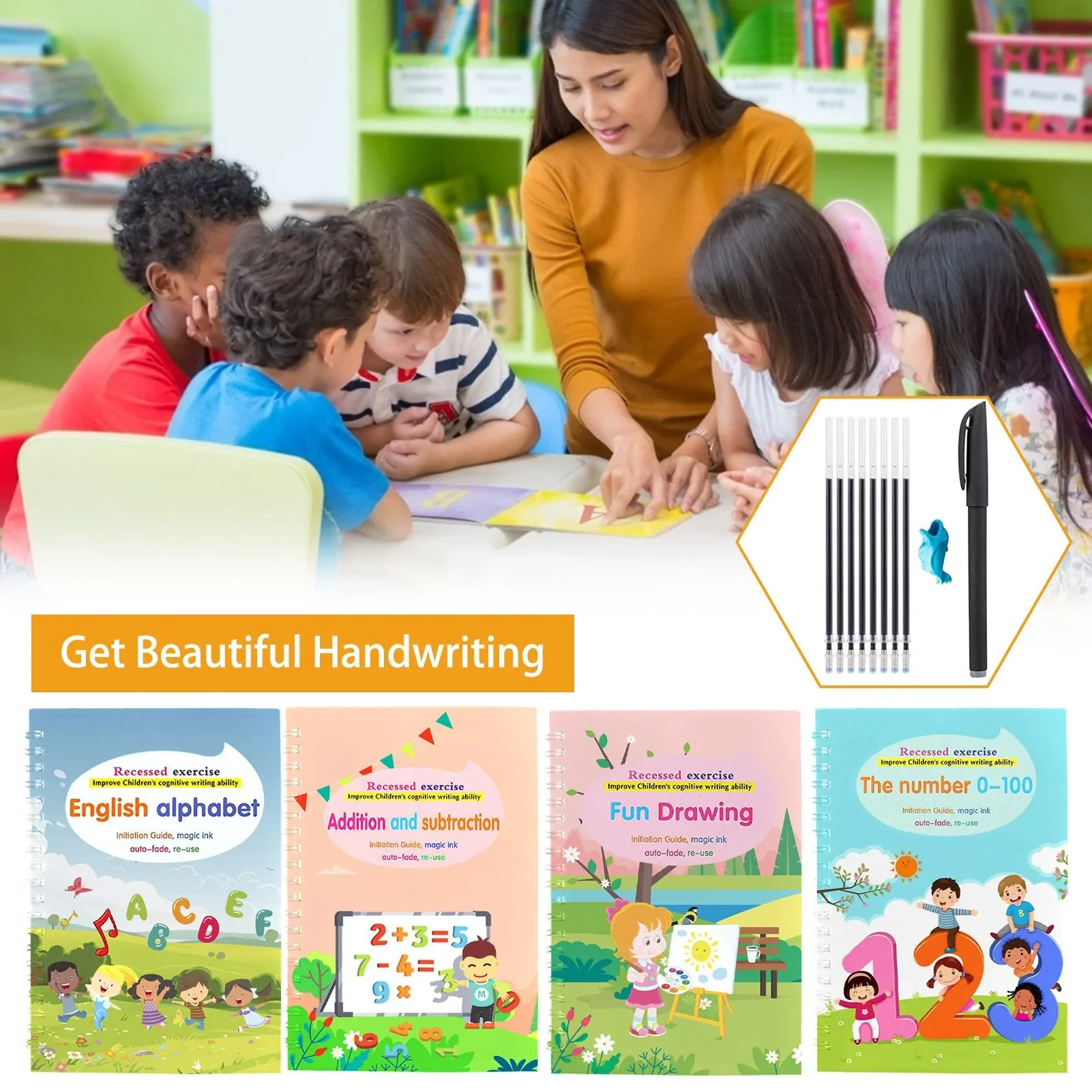 Children's Handwriting Tracing Book Set with Magic Practice Copybook and Pen - Image 3