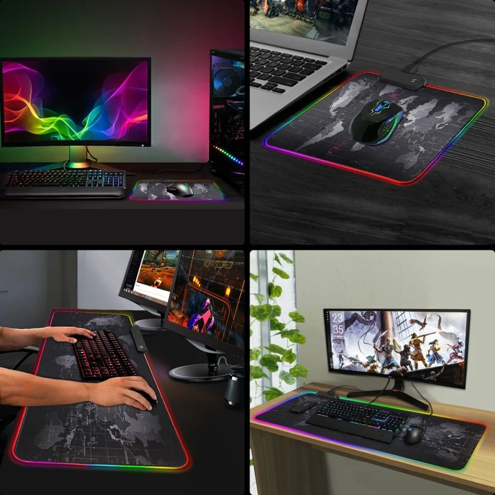 Luminous RGB LED Lights Desktop Gaming Mouse Pad - Image 3